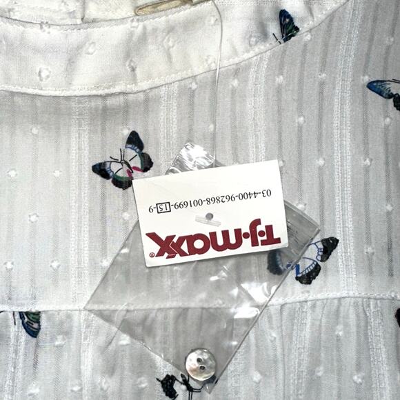 NWT Jane and Delancey White Butterfly Button Back Short Sleeve Shirt Size S - Picture 4 of 13